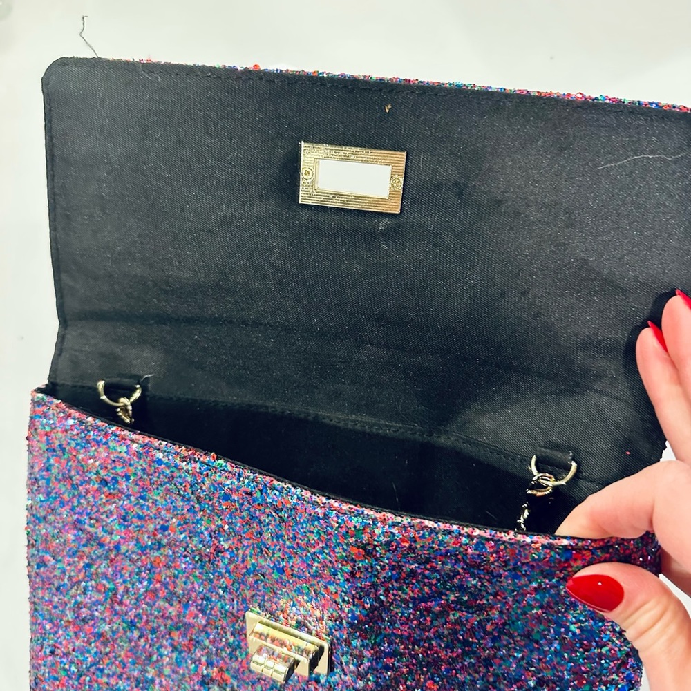 Multi-Colored Sequin Rectangle Clutch With Detach… - image 5
